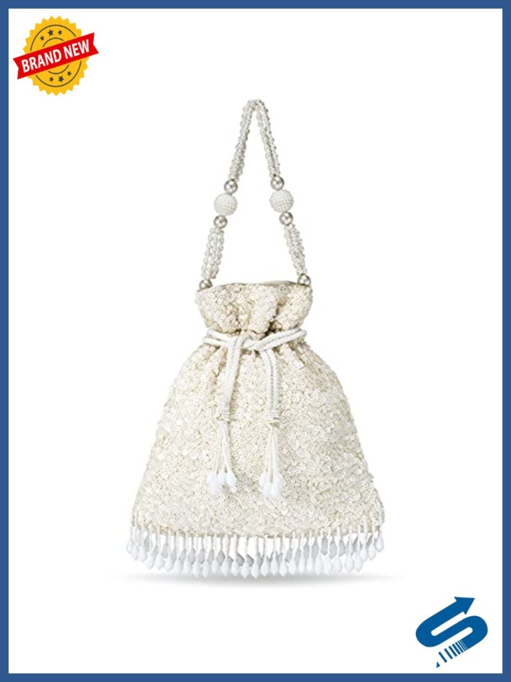 Embroidered Potli Bag Drawstring Clutch Ethnic Bride Evening Purse